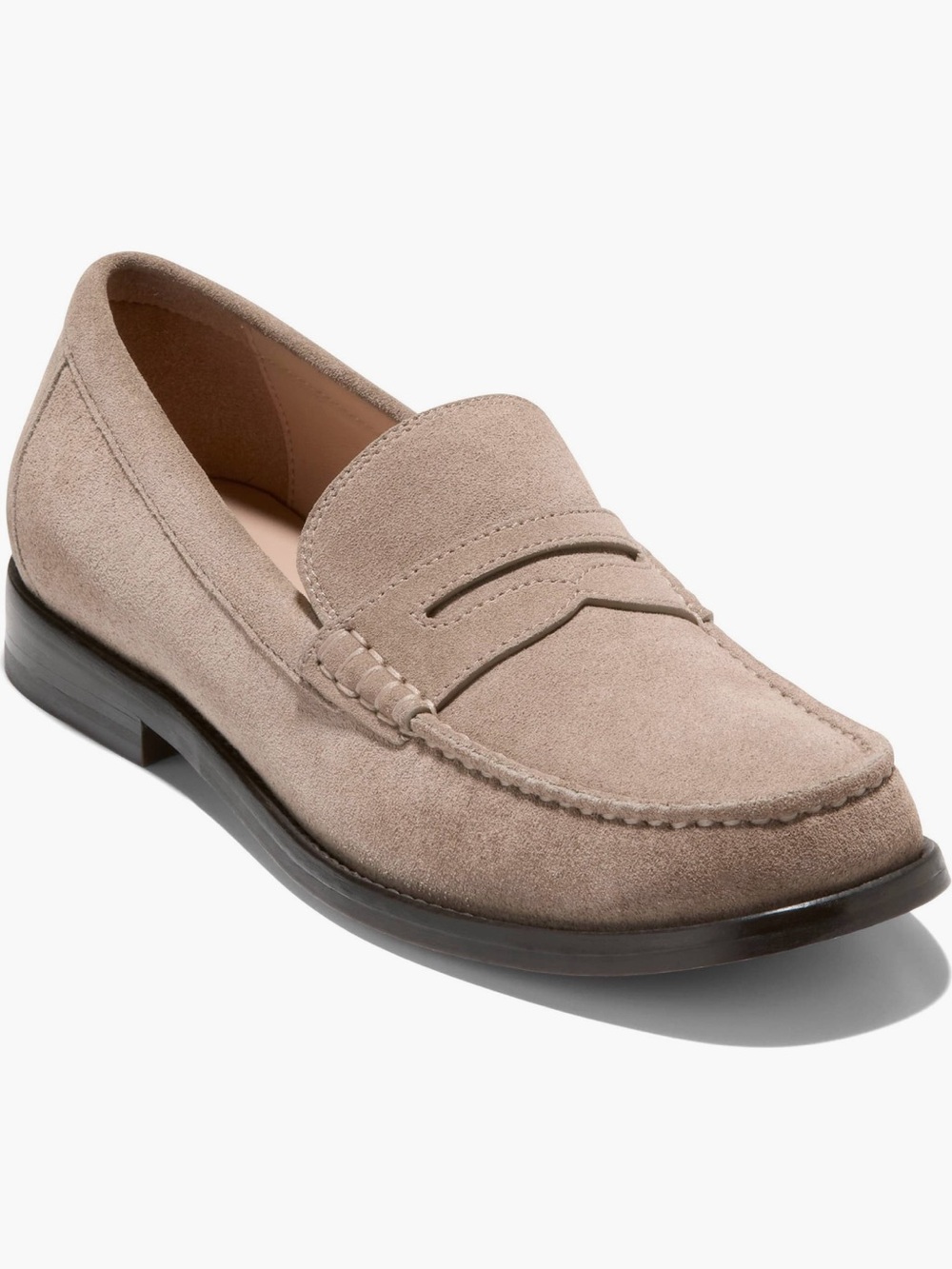 Cole Haan Women’s Lana Luxe Suede Penny Loafers in Taupe size 10
